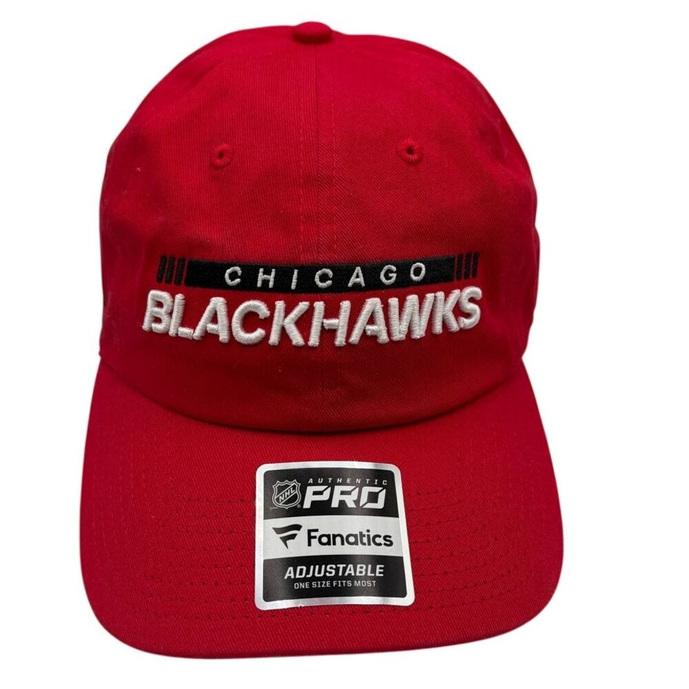 Chicago Blackhawks Baseball Cap Red Fanatics NHL Authentic Pro NEW